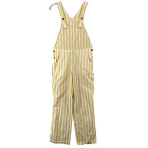 Urban Outfitters Overalls Womens Sz S Yellow Stripe Cotton Bib Romper‎ Jumpsuit